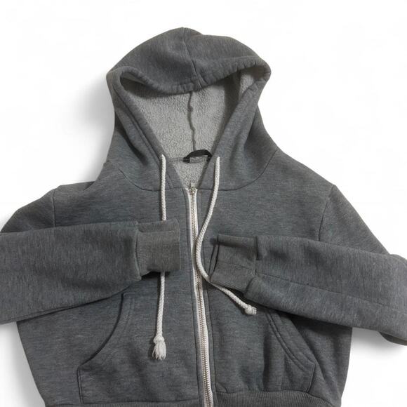 Grey cropped zip up hoodie - Picture 1 of 4